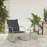 vidaXL Garten-Schaukelstuhl mit Kissen Hellgrau Poly Rattan