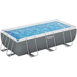 BESTWAY Power Steel Frame Pool Set 404 x 201 x 100 cm eckig grau inkl. Sandfilteranlage 56442