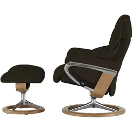 Stressless Relaxsessel Reno Leder 83 x 110 x 76 cm Braun mit Hocker
