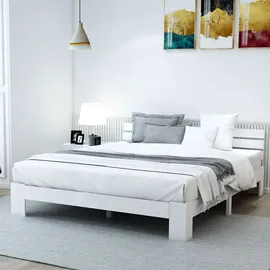 ULIFE Massivholz-Doppelbett 140 x 200 cm Weiß