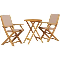 vidaXL 3-tlg. Bistro-Set Taupe Stoff und Massivholz