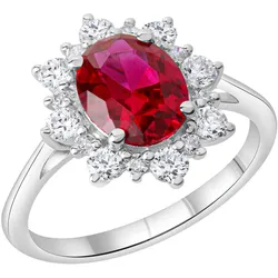 Goldring »Schmuck Geschenk Gold 375 Damenring Goldring Edelstein Farbstein Rubin«, mit Rubin oder Spinell (synth.), Zirkonia (synth.), 11716608-56 weißgoldfarben-rot-kristallweiß + rot-kristallweiß