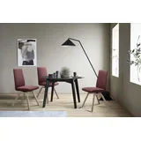 Polsterstuhl STRESSLESS "Laurel", rot (bordeaux batick, eiche natur), B:49cm H:92cm T:59cm, Leder BATICK: BATICK ist ein leicht korrigiertes, durchgefärbtes und genarbtes Möbelleder, bei dem die meisten Unebenheiten und Spuren in der Regel entfernt wurden., Stühle, Polsterstuhl, Low Back, Größe M, mit schräggestellten Beinen in Eiche natur