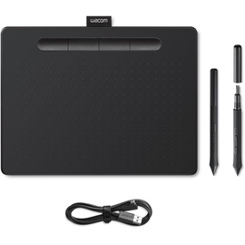 Wacom Intuos Medium Zeichentablett - Tablet zum Zeichnen & zur Fotobearbeitung mit druckempfindlichem Stift schwarz - Ideal für Home-Office & E-Learning