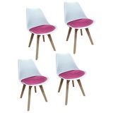 Hti-Living HTI-Living, Stühle, Esszimmerstuhl Samt 4er Set Atlanta Weiss/Pink