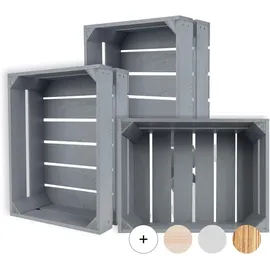 Creative Deco Holzkiste 40 x 30 x 15 cm 3-tlg. grau