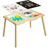 Vevor Sensorischer Tisch, 7-in-1 Aktivitätstisch mit Wendbarer, Doppelseitiger Platte, Aufbewahrungsboxen & Rutschfesten Füßen, Spiel-Sand- & Wassertisch, für Kinder im Alter von 3-6 Jahren