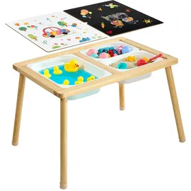 Vevor Sensorischer Tisch, 7-in-1 Aktivitätstisch mit Wendbarer, Doppelseitiger Platte, Aufbewahrungsboxen & Rutschfesten Füßen, Spiel-Sand- & Wassertisch, für Kinder im Alter von 3-6 Jahren