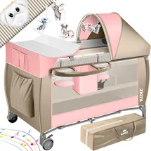 Kidiz KIDIZ® Babybett 3 in 1 Reisebett Kombi Set Baby Bett mit Wickelauflage Moskitonetz Laufstall Baby ab Geburt bis 15 kg luftige Seitenwände mit Seiteneingang Tragetasche zusammenklappbar