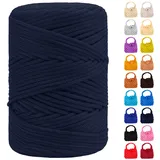 LEREATI Polyester Garn 3mm x 170m, Makramee Garn 3mm Geflochten Makramee Schnur Bunt, Macrame Cord 3mm Farbig für Geschenk, Häkeltasche, Umhängetasche, Platzteller, Wohndekorationen (Dunkelblau)