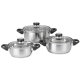 ERNESTO® Edelstahl-Topf-Set,Kochtopf Topf Töpfe Kochtopfset  3-teilig, mit Glasd