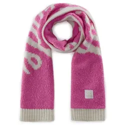 Codello Schal aus Bouclé- und Glattstrick mit Statement pink Damen 