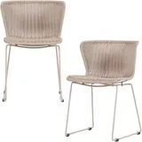 Livetastic Gartenstuhl-Set Wings, Sand, Metall, Kunststoff, Rundrohr, 55x78x54 cm, Gartenmöbel, Gartenstühle, Gartenstühle