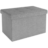 Intirilife Faltbare Sitzbank 49x30x30 cm in FELS GRAU - Sitzwürfel mit Deckel und Stauraum aus Stoff mit Mulden - Sitzcube Fußablage klappbare Aufbewahrungsbox Truhe Sitzhocker