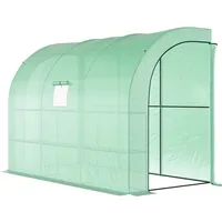 Gewächshaus Mit Regale Fenster, Winterfest Foliengewächshaus Aus Stahl, Wandmontiert Treibhaus Für Balkon, Garten, Tomatenhaus 300x150x213cm Tomatengewächshaus Für Gemüse Blumen Pflanzen Grün