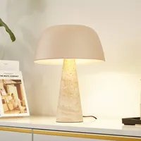 LINDBY Tischleuchte Magritt, beige, Metall, Stein, 41 cm