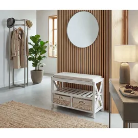 MCW MCW-C48 65 x 45 x 34 cm Sitzbank Schuhregal weiß / weiß