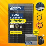 Stegpearl 2000W Komplettset PV Solaranlage All-In-One 8m2 inkl. 3,2 kWh Anker SOLIX Solarbank E1600 PRO mit Smarter Zähler und Balkongeländer Eckig