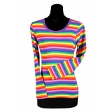thetru Clown-Kostüm Damen Ringelshirt langarm bunt – alltagstauglich, Gestreiftes Shirt für Karneval und Alltag – qualitativ entsprechend bunt XS