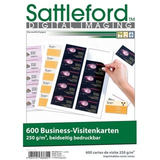 600 Business-Visitenkarten 86 x 54 mm, beidseitig bedruckbar, 250 g/m2