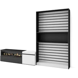 SKRAUT HOME WOHNWAND Elektrokamin, weiß, schwarz, 260/35/186cm