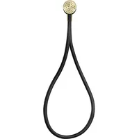 GESSI HI-FI, Wandanschlussbogen-Set 1/2, schwarz mattem Brauseschlauch 1,50 m, Antikalk-Handbrause und Wandanschlussbogen, 63199710, Farbe: Messing