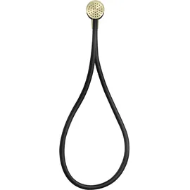 GESSI HI-FI, Wandanschlussbogen-Set 1/2, schwarz mattem Brauseschlauch 1,50 m, Antikalk-Handbrause und Wandanschlussbogen, 63199710, Farbe: Messing