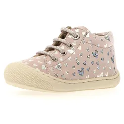 Lauflernschuh NATURINO "COCOON LOVELY", Kinder, Gr. 22, rosa, silberfarben metallic herzchen, Veloursleder, metallic, festlich, Schuhe, Glitzerschuh, Lauflernschuh, Babyschuh im Metallic Look