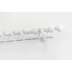 Gardinenstange GARESA "STANDARD", weiß, L:100cm Ø:28mm, Kunststoff, Stahl, Gardinenstangen, Vorhanggarnitur, Kunststoff, verlängerbar, mit Ringe/2 Lauf Gleiter
