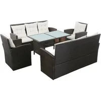 Willood Poly Rattan Lounge Set 8 Personen Braun, Auflagen