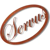 Rostikal Metall Türschild Servus 42 x 26 cm Bayerische Deko Wohnzimmer Gartendeko Rost