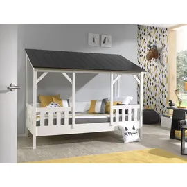 Vipack Hausbett 90 x 200 cm Kiefer lackiert schwarz-weiß