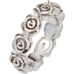 Silberring JOBO "Rosen" Gr. 56, silber (silber 925), Fingerringe, Damen, 56, Silber 925 (Sterlingsilber), 925 Silber