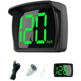 Shkalacar Auto HUD Headup Display, GPS Digitaler Tachometer mit LED Large Font Display für Auto LKW SUV Motorrad, KM/H oder MPH, ohne Autoladeadapter/mit Autoladeadapter