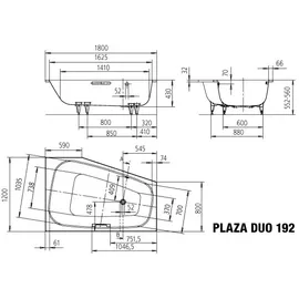 Kaldewei Plaza Duo Raumsparbadewanne 180 x 120 cm (237210110001)