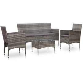 vidaXL Garten Lounge-Set mit Auflagen 3-Sitzer Bank grau