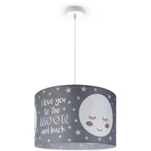 Paco Home Pendelleuchte Baby Lampenschirm Stoff Rund Sterne Kinderlampe E27