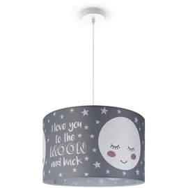 Paco Home Pendelleuchte Baby Lampenschirm Stoff Rund Sterne Kinderlampe E27