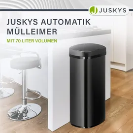 Juskys Rechteckiger Mülleimer mit Sensor - Schwarz