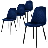 ML-Design Esszimmerstühle 4er Set, Dunkelblau, Küchenstuhl mit Samtbezug,