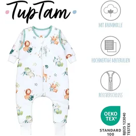 TupTam Schlafsack mit Beinen und Ärmeln OEKO-TEX zertifizierte Materialien, Winterschlafsack 2,5 TOG Unisex, Farbe: Safari (löwe, giraffe, elefant)), Größe: 68-74 - 68-74