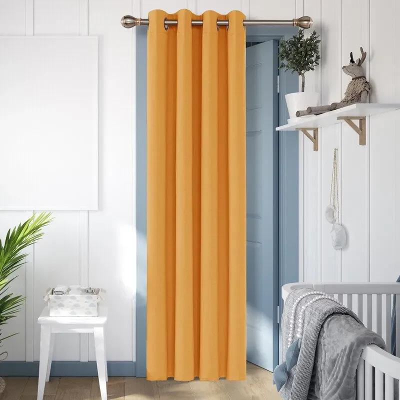 Deconovo Verdunkelungsstore aus reiner Weißstoffe, mit Kräuselband (ohne Knoten), 1 Stück, B 132 x H 160, weiß, Orange