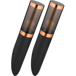 Wandleuchte Außenwandlampe Edelstahl Garten Lupfer rauch Wandlampe Fackel Aussen, schwarz rauch, 1x E27, BxH 7,6x41 cm, 2er Set