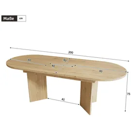 stilvora Klapptisch 200 x 75 x 90 cm braun