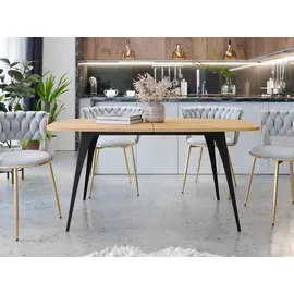 Mirjan24 Esstisch, Eiche, Holzwerkstoff, Oval,Oval, 160x76x90 cm, Esszimmer, Tische, Esstische