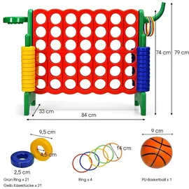 Costway Riesiges 4 Gewinnt Spielset mit Basketballkorb und Wurfspiel