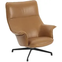 Muuto Doze Lounge Chair, Drehgestell anthrazit-schwarz / Bezug cognac refine leder