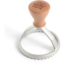 Marcato Ravioli and Cookie Cutter, Ravioli Maker, Cookie Cutters, Solid Wood and Cast Aluminum, Made in Italy, 80 mm Round Stamp
