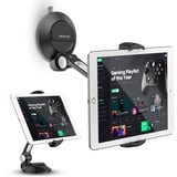 AboveTEK Tablet Ständer iPad Halterung Faltbar Handyhalter Auto, 4-11" Tablet Halter mit Saugnapf Ständer iPad Stand für Auto Glas Bett Küche Büro Windschutzscheiben (Schwarz)