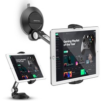 AboveTEK Tablet Ständer iPad Halterung Faltbar Handyhalter Auto, 4-11" Tablet Halter mit Saugnapf Ständer iPad Stand für Auto Glas Bett Küche Büro Windschutzscheiben(Schwarz)